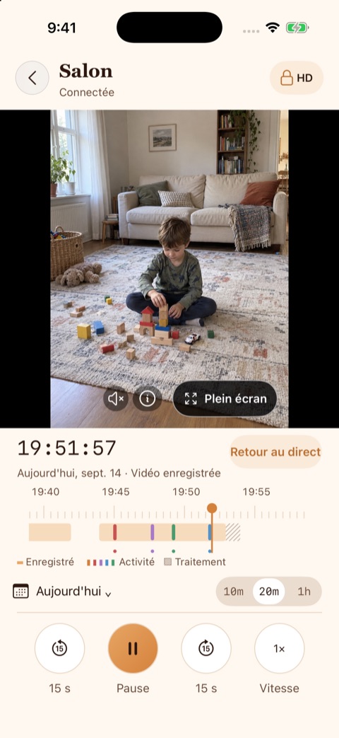 Lecture d’un enregistrement Oriel avec chronologie et commandes