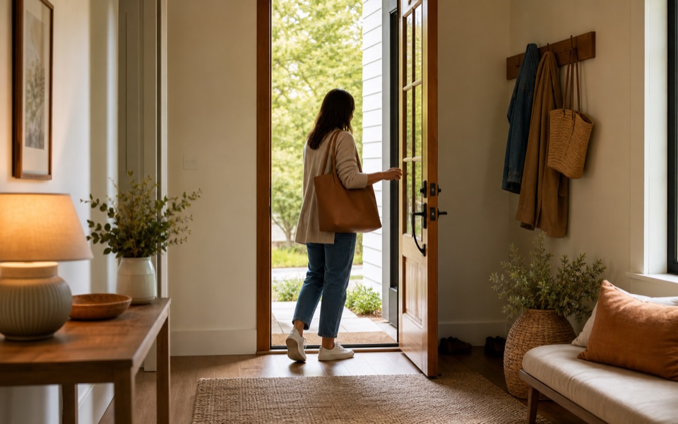 Warm front door scene for motion and person alerts